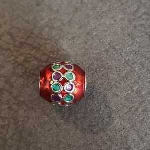 2/ $13 Vintage Silver Red Aqua Purple Colorful Spacer Bead for charm bracelet
